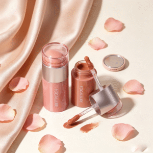 FOCALLURE Toasted Cream Dot Blush, Multi-Use Cream Blush with Built-in Sponge Applicator, Waterproof Long Lasting Cream Blush for Cheeks, Eyes & Lips